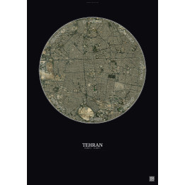 Affiche Tehran – Poster vue satellite 6km Couleur | Gravura – Fond foncé