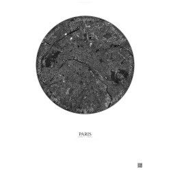 Affiche Paris – Poster vue satellite 10km N&B | Gravura – Fond clair