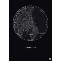 Affiche Copenhagen – Poster carte de ville 10km | Gravura – Fond foncé