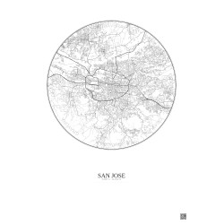 Affiche San Jose – Poster carte de ville 10km | Gravura – Fond clair