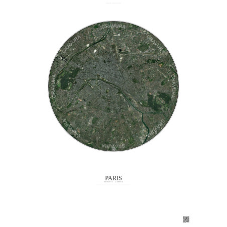 Affiche Paris – Poster vue satellite 10km Couleur | Gravura – Fond clair