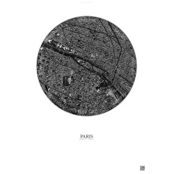 Affiche Paris – Poster vue satellite 2.5km N&B | Gravura – Fond clair