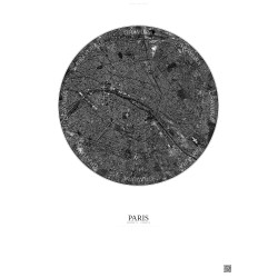 Affiche Paris – Poster vue satellite 6km N&B | Gravura – Fond clair