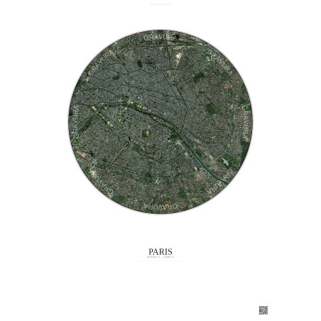 Affiche Paris – Poster vue satellite 6km Couleur | Gravura – Fond clair