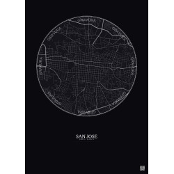 Affiche San Jose – Poster carte de ville 2.5km | Gravura – Fond foncé