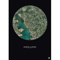 Affiche Pointe A Pitre – Poster vue satellite 2.5km Couleur | Gravura – Fond foncé