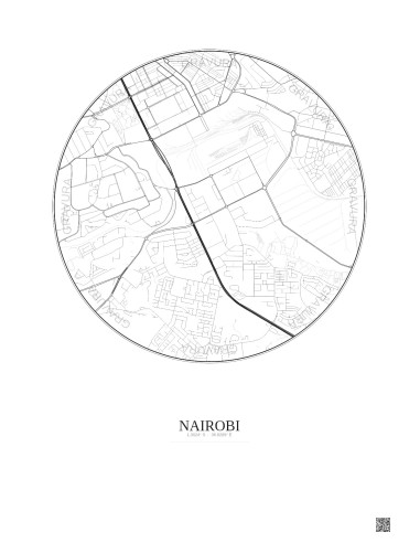 Affiche Nairobi – Poster carte de ville 2.5km | Gravura – Fond clair