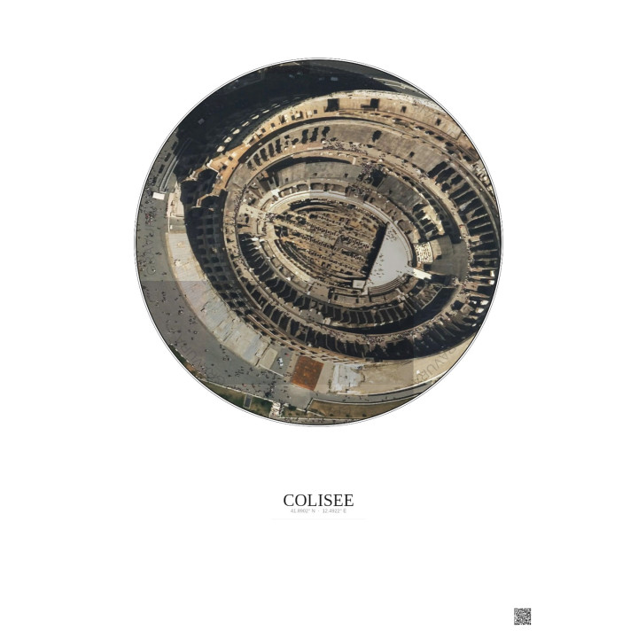 Affiche Colisee – Poster vue satellite 0.1km Couleur | Gravura – Fond clair