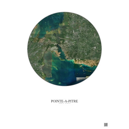 Pointe A Pitre Satellite View Poster 10km Color | Gravura – Light background