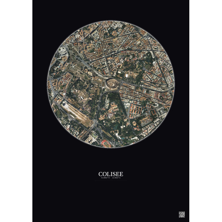 Affiche Colisee – Poster vue satellite 1km Couleur | Gravura – Fond foncé