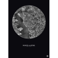 Affiche Pointe A Pitre – Poster vue satellite 2.5km N&B | Gravura – Fond foncé