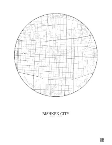 Bishkek City City Map Poster 2.5km | Gravura – Light background