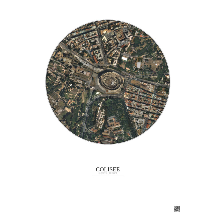 Affiche Colisee – Poster vue satellite 0.5km Couleur | Gravura – Fond clair