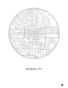 Affiche Bishkek City – Poster carte de ville 6km | Gravura – Fond clair 2
