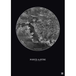 Affiche Pointe A Pitre – Poster vue satellite 5km N&B | Gravura – Fond foncé