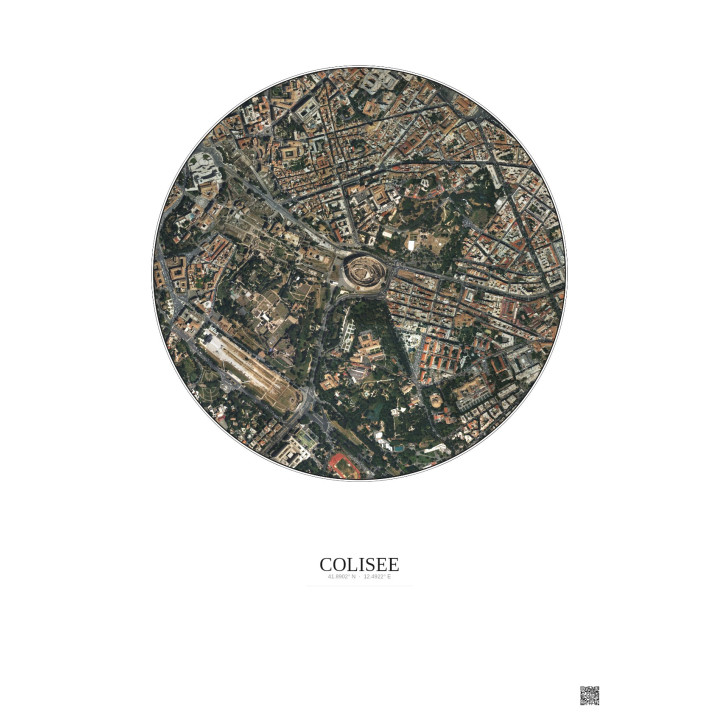 Colisee Satellite View Poster 1km Color | Gravura – Light background