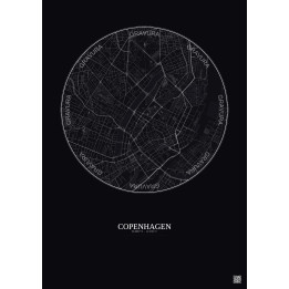 Affiche Copenhagen – Poster carte de ville 2.5km | Gravura – Fond foncé