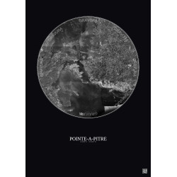 Affiche Pointe A Pitre – Poster vue satellite 10km N&B | Gravura – Fond foncé