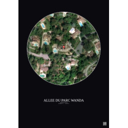 Affiche Roquefort Les Pins – Poster vue satellite 0.1km Couleur | Gravura – Fond foncé