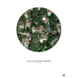 Affiche Roquefort Les Pins – Poster vue satellite 0.1km Couleur | Gravura – Fond clair