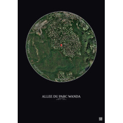 Affiche Roquefort Les Pins – Poster vue satellite 1km Couleur | Gravura – Fond foncé