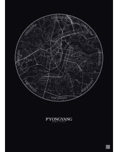 Affiche P Yongyang – Poster carte de ville 10km | Gravura – Fond foncé 2