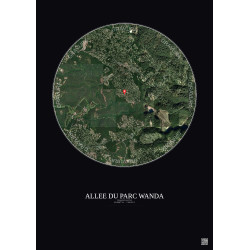 Affiche Roquefort Les Pins – Poster vue satellite 2.5km Couleur | Gravura – Fond foncé