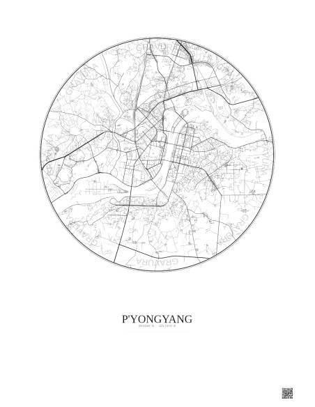 Affiche P Yongyang – Poster carte de ville 10km | Gravura – Fond clair