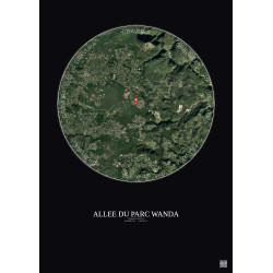 Affiche Roquefort Les Pins – Poster vue satellite 5km Couleur | Gravura – Fond foncé