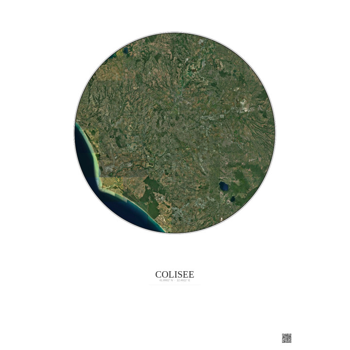 Colisee Satellite View Poster 30km Color | Gravura – Light background