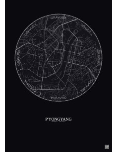 Affiche P Yongyang – Poster carte de ville 6km | Gravura – Fond foncé 2