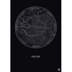 Affiche San Jose – Poster carte de ville 6km | Gravura – Fond foncé