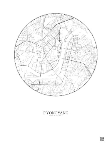 Affiche P Yongyang – Poster carte de ville 6km | Gravura – Fond clair