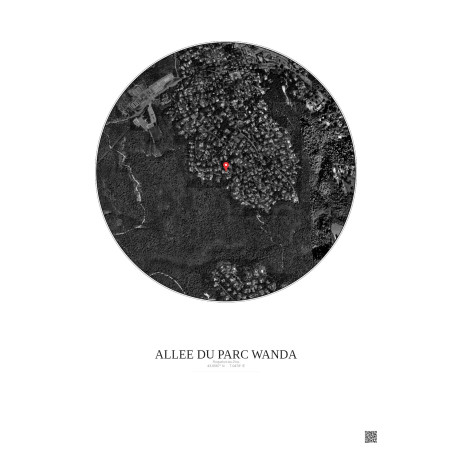 Roquefort Les Pins Satellite View Poster 1km B&W | Gravura – Light background