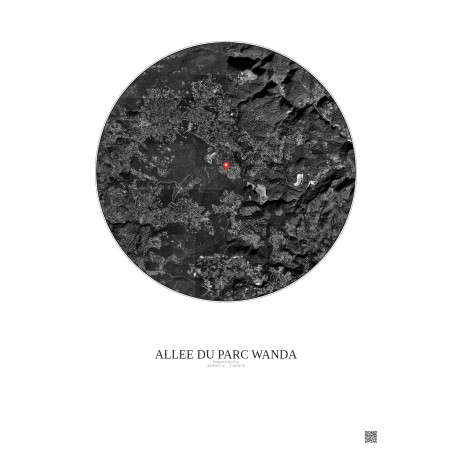 Roquefort Les Pins Satellite View Poster 5km B&W | Gravura – Light background