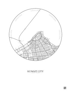 Affiche Kuwait City – Poster carte de ville 10km | Gravura – Fond clair 2