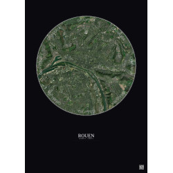 Affiche Rouen – Poster vue satellite 5km Couleur | Gravura – Fond foncé