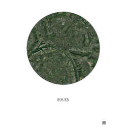 Affiche Rouen – Poster vue satellite 5km Couleur | Gravura – Fond clair