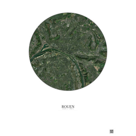 Affiche Rouen – Poster vue satellite 5km Couleur | Gravura – Fond clair