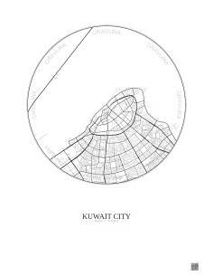Affiche Kuwait City – Poster carte de ville 6km | Gravura – Fond clair 2