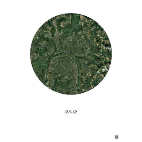 Affiche Rouen – Poster vue satellite 10km Couleur | Gravura – Fond clair