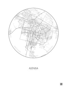 Affiche Astana – Poster carte de ville 10km | Gravura – Fond clair 2