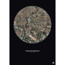 Affiche Forum Romain – Poster vue satellite 1km Couleur | Gravura – Fond foncé