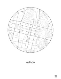 Affiche Astana – Poster carte de ville 2.5km | Gravura – Fond clair 2