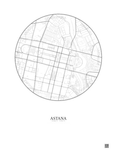 Affiche Astana – Poster carte de ville 2.5km | Gravura – Fond clair