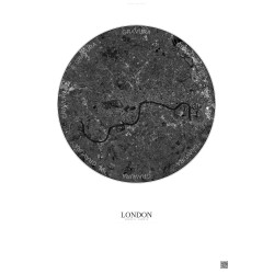 Affiche London – Poster vue satellite 10km N&B | Gravura – Fond clair