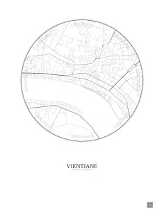 Affiche Vientiane – Poster carte de ville 2.5km | Gravura – Fond clair 2