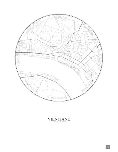 Affiche Vientiane – Poster carte de ville 2.5km | Gravura – Fond clair