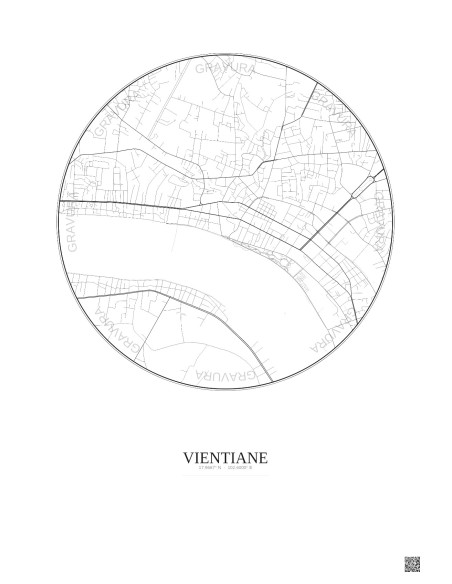 Affiche Vientiane – Poster carte de ville 2.5km | Gravura – Fond clair