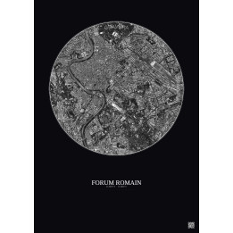 Affiche Forum Romain – Poster vue satellite 2.5km N&B | Gravura – Fond foncé